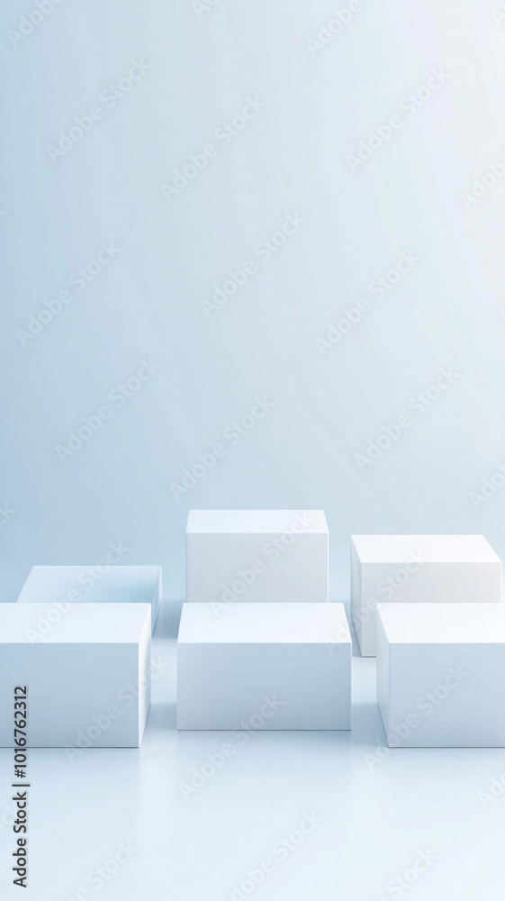 Aufkleber minimalist 3d cubes arranged on smooth surface create serene and modern aesthetic, perfect for showc