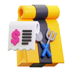 3d Food Bill icon. Suitable for restaurant expenses or budgeting concepts