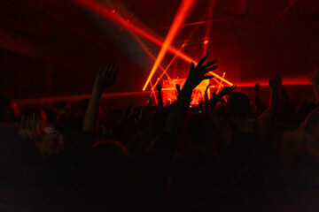 Audience silhouette on the concert background,