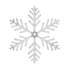  3D silver snowflake illustration. PNG with transparent background.