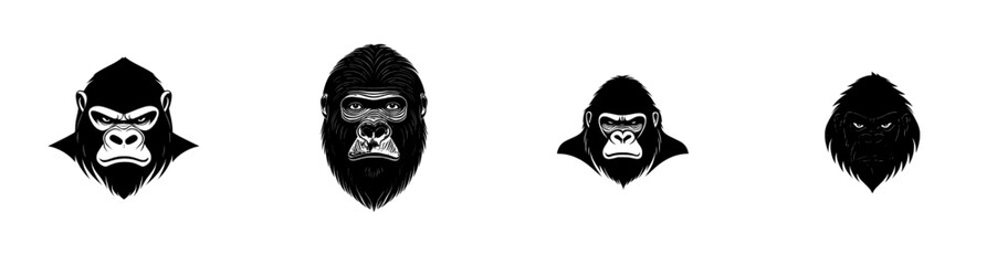 Graphite Icon of Gorilla - Black and White Illustration - Modern Concept