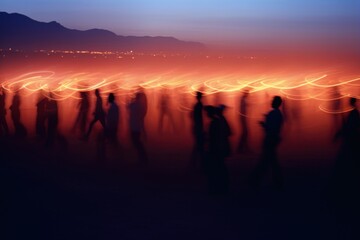 Fototapeta premium AFrican americans night mountain outdoors.