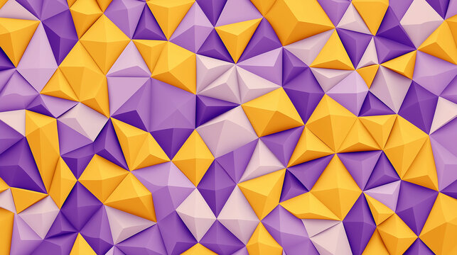 abstract geometric background design, 3d faceted polygons in purple and yellow. modern business branding wallpaper, bold banner, creative geometry backdrop texture
