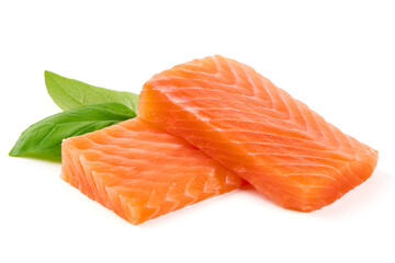 Salmon, fresh salmon fillet for Philadelphia sushi isolated on white background