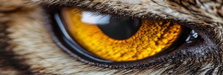 Obraz premium A tight shot of a feline eye, featuring a yellow iris at its core