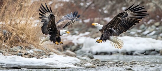 Obraz premium fight, wildlife animals, wing, fraser valley, eagle, flying.