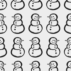 Seamless Christmas snowmans vector pattern for festive design