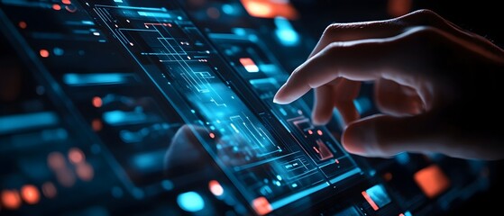 Futuristic and AI powered mobile app interface design with optimized user experience and smart layout featuring data visualization interactive panels and responsive digital product elements