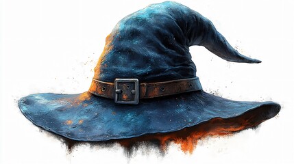 Mysterious Hat with Silver Buckle on White Background