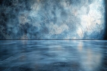 empty studio room featuring a gray wall and cement floor designed for minimalist product display and creative montages fostering a sense of infinite possibilities