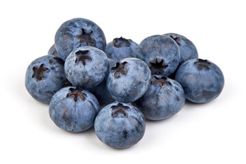 Fresh ripe blueberries, isolated on white background.