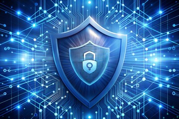 Fototapeta premium 5G digital shield with padlock for cybersecurity and data protection