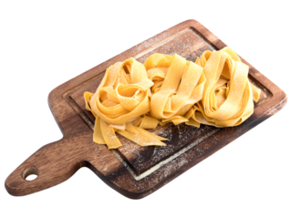 Pappardelle Pasta on Rustic Wooden Board 