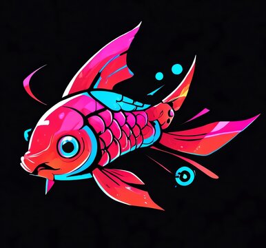recommend clip art: Vibrant Digital Fish Illustration