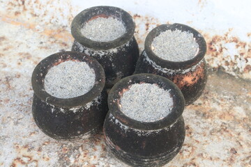 sand in clay pot on nursery