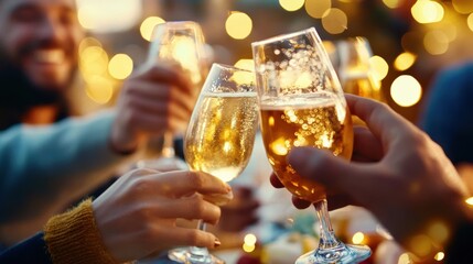 Friends Toasting at a Birthday Dinner Celebration