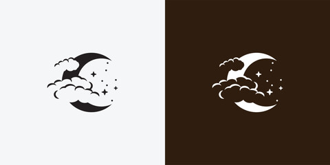 Moon logo design template. Crescent moon logo.