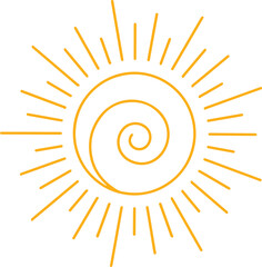 Sun Vector Isolated on White Background, Cute summer sunshine emoji. Yellow childish sunny emoticon. baby sun with sunbeams.