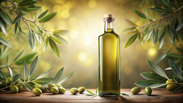 artistic elegance olive and olive oil bottle mockup on soft background