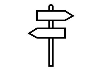 Icono negro de señal en dos direcciones del camino