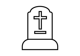 Obraz premium Icono negro de tumba con lápida con cruz
