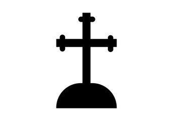 Icono negro de tumba con una cruz católica