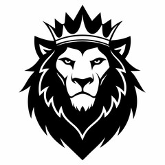 Fototapeta premium Lion head logo with wearing crown 