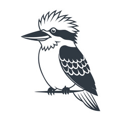 A black woodcut kookaburra silhouette icon design