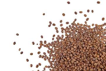 many coffee beans top view isolated on white or transparent png