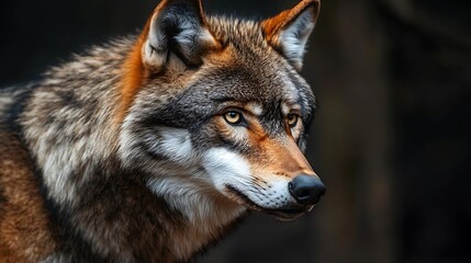 Fototapeta premium Wild Wolf Portrait with Intense Gaze and Golden Eyes