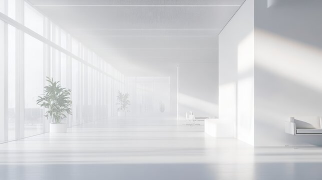 vague image of a modern open office with white interior for a background design