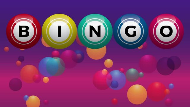 Bingo lottery, lucky balls of lotto. Animated illustration with text