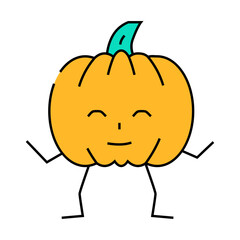 pumpkin character line icon vector. pumpkin character sign. isolated symbol illustration