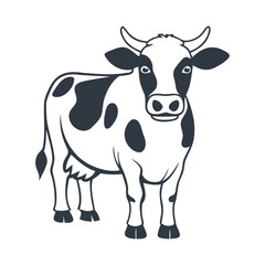 A black silhouette mother cow standing icon design