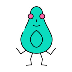 avocado fruit character line icon vector. avocado fruit character sign. isolated symbol illustration