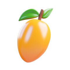 3d mango isolated on transparent background, Cartoon 3D fresh mango fruit illustration AI generated.