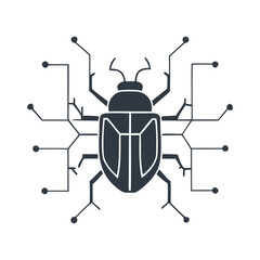 A danger cyberspace security bug inset icon design