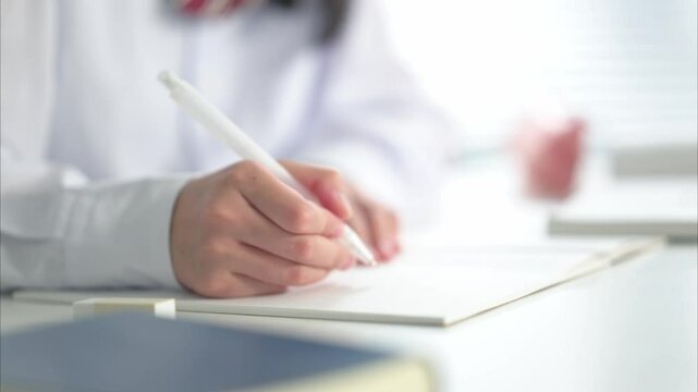 塾で授業を受ける女子中学生の手元