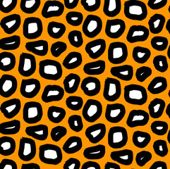 Seamless geometric circle pattern, brush strokes print.