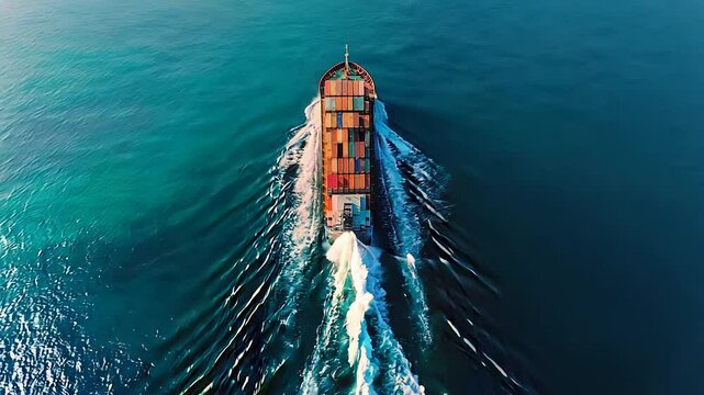 Cargo container ship carrying container and running in international container port customs shipyard sea port concept smart logistic service. Container Ship.
