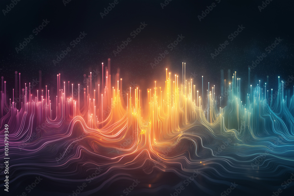 Wall mural a colorful, abstract image of a wave with a rainbow of colors