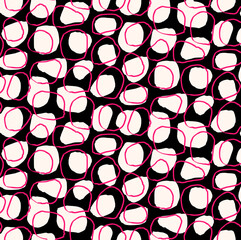 Seamless geometric circle pattern, brush strokes print.