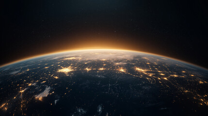 Obraz premium A view of the Earth from space, with the sun rising over the horizon