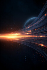 Fototapeta premium A bright orange streak of light is shooting through the sky