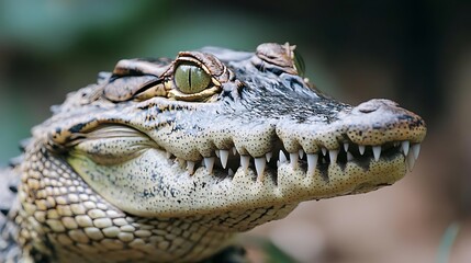 Obraz premium Close Up of Crocodile Mouth with Sharp Teeth