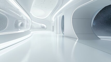Fototapeta premium Futuristic showroom, spaceship interior