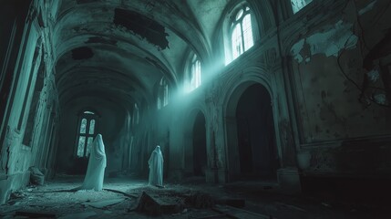 Ghost in Abandoned Castle Hall