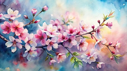 Obraz premium abstract watercolor painting of cherry blossom