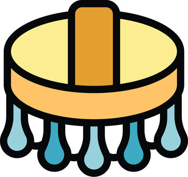 recommend clip art: This simple icon of a round hairbrush dripping water after washing represents personal hygiene