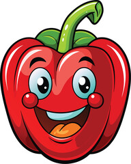 Obraz premium Happy Bell Pepper Character vector illustration design